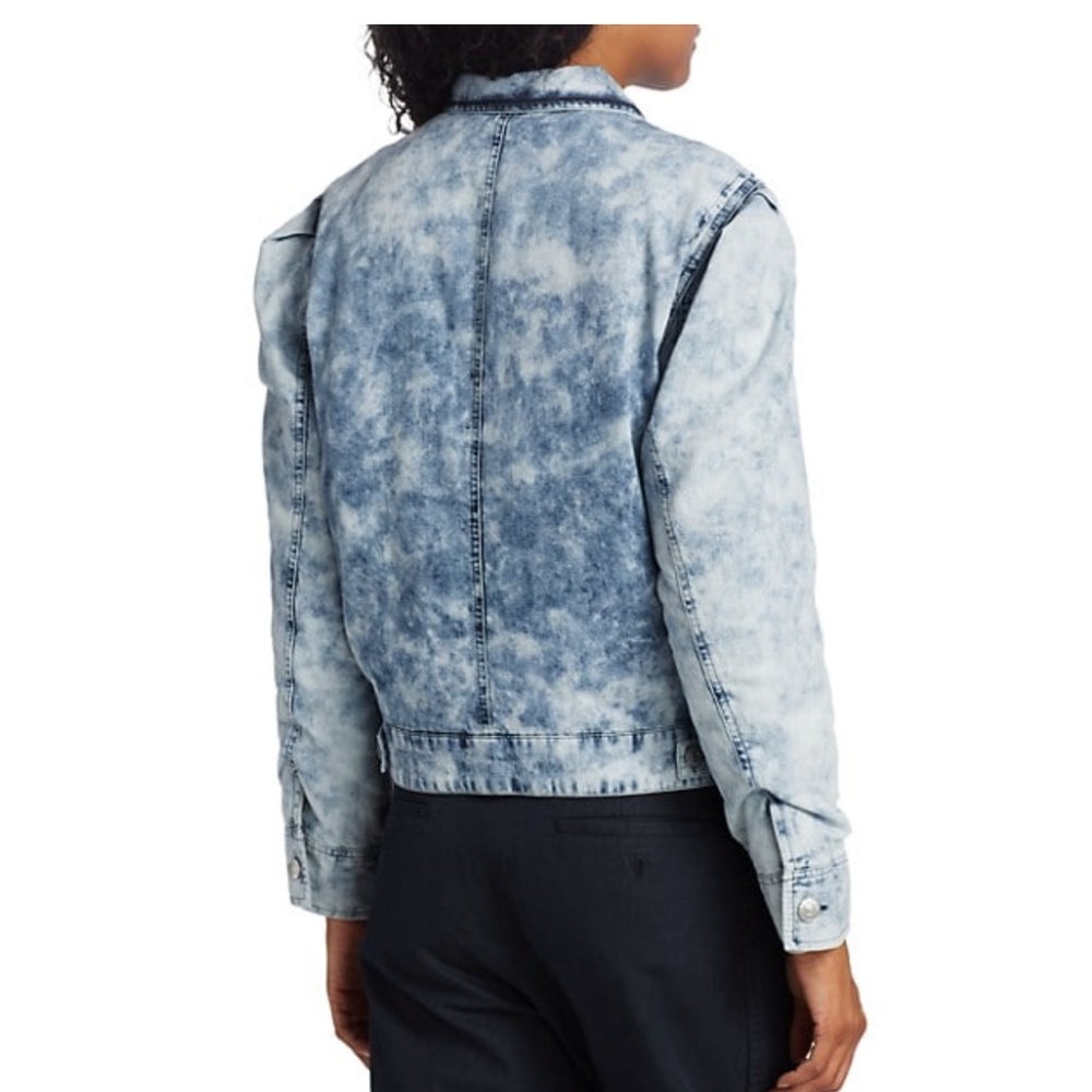 Isabel Marant Etoile Iolinea Acid Wash Jean Denim Puff Sleeve Jacket S/36 - Picture 7 of 12